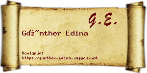 Günther Edina névjegykártya